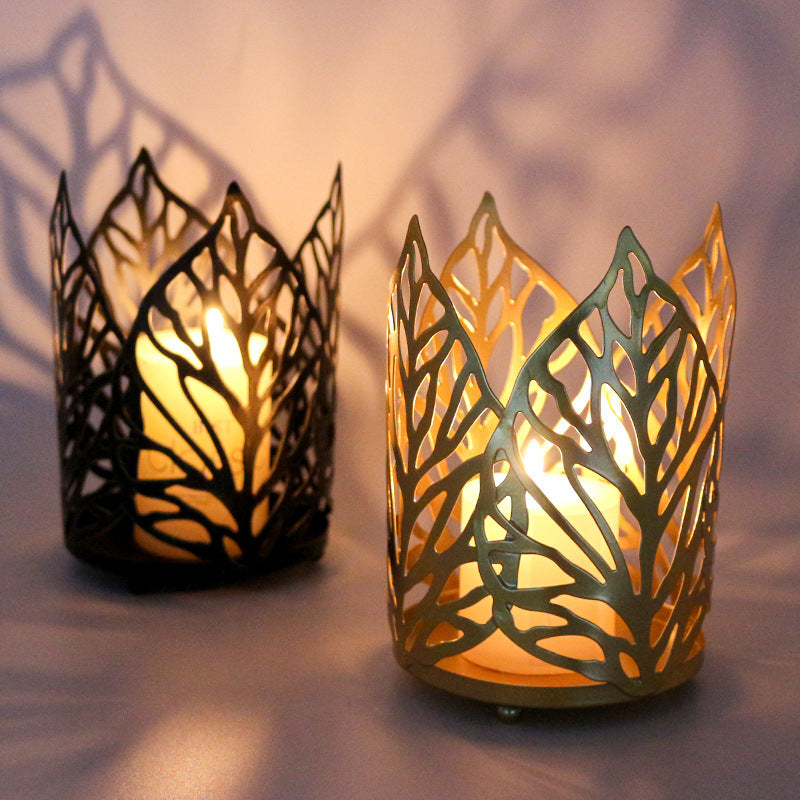 Nordic Gold Leaf Candle Holder