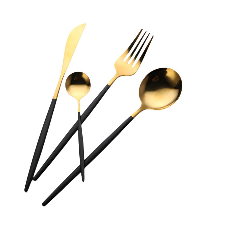 Black And Gold Stainless Steel Cutlery Western Tableware