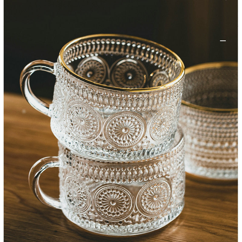 Vintage Embossed Glass Coffee Cup